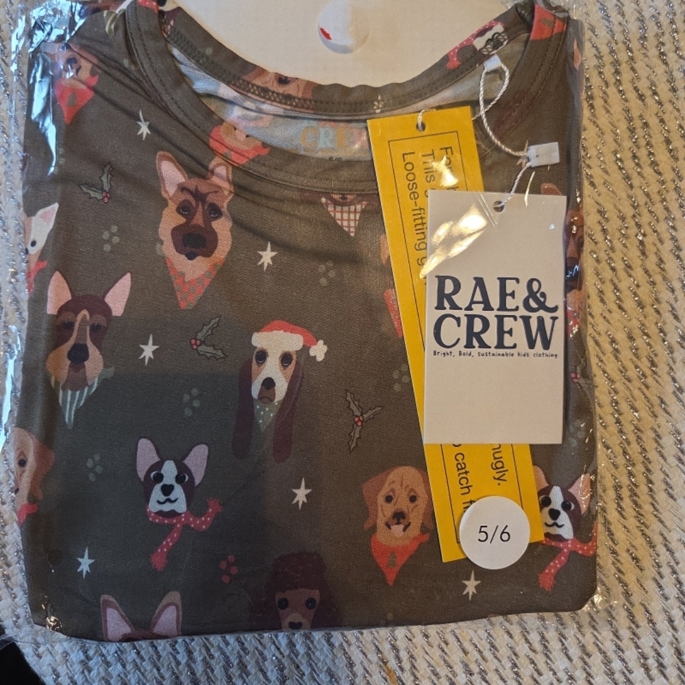 Kids Dog Print Matching Set - Green
